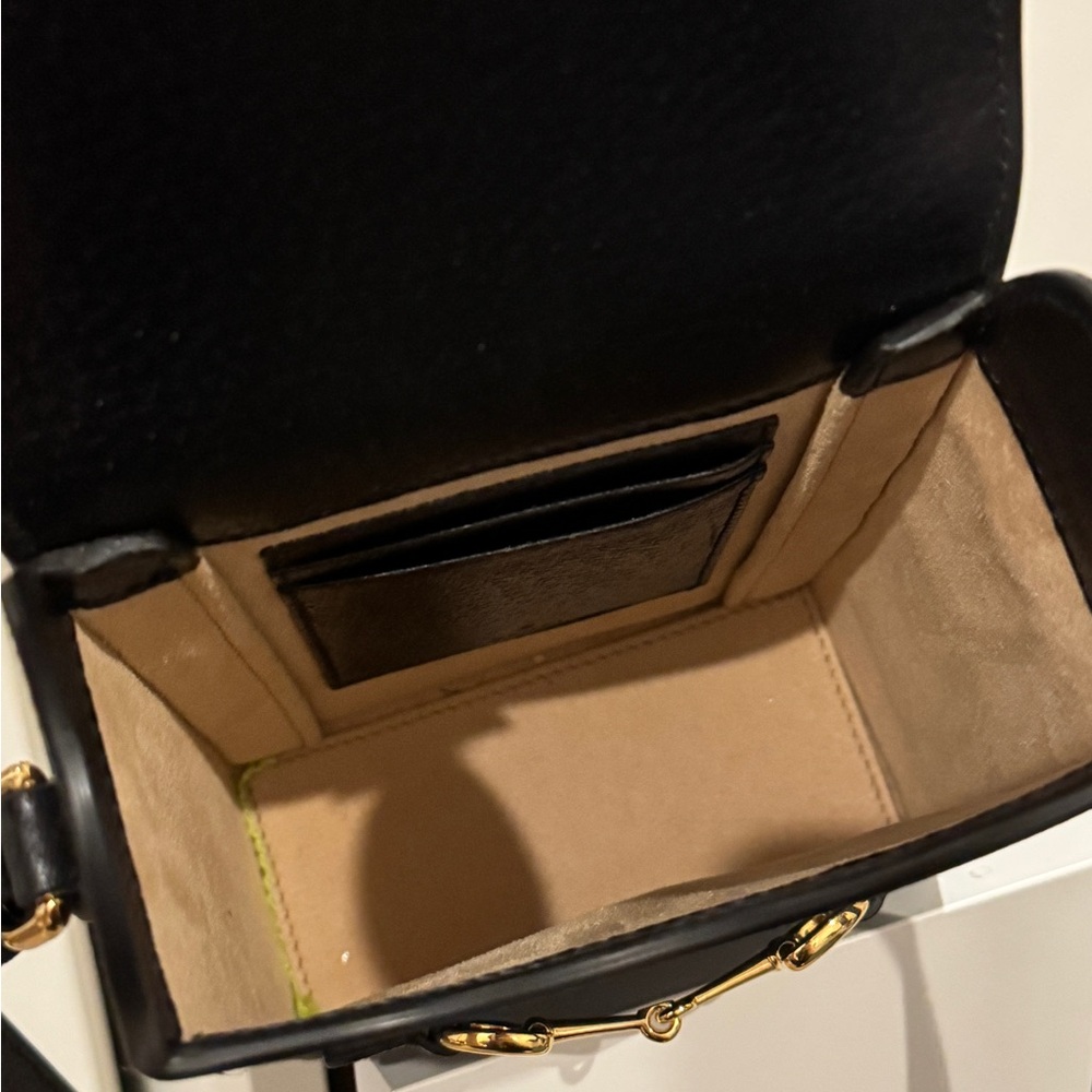 GUCCI BLACK LEATHER HORSEBIT 1955 MINI SHOULDER BAG - Picture 15 of 17
